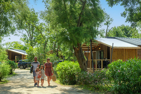 Allée d'un mobil-home en camping