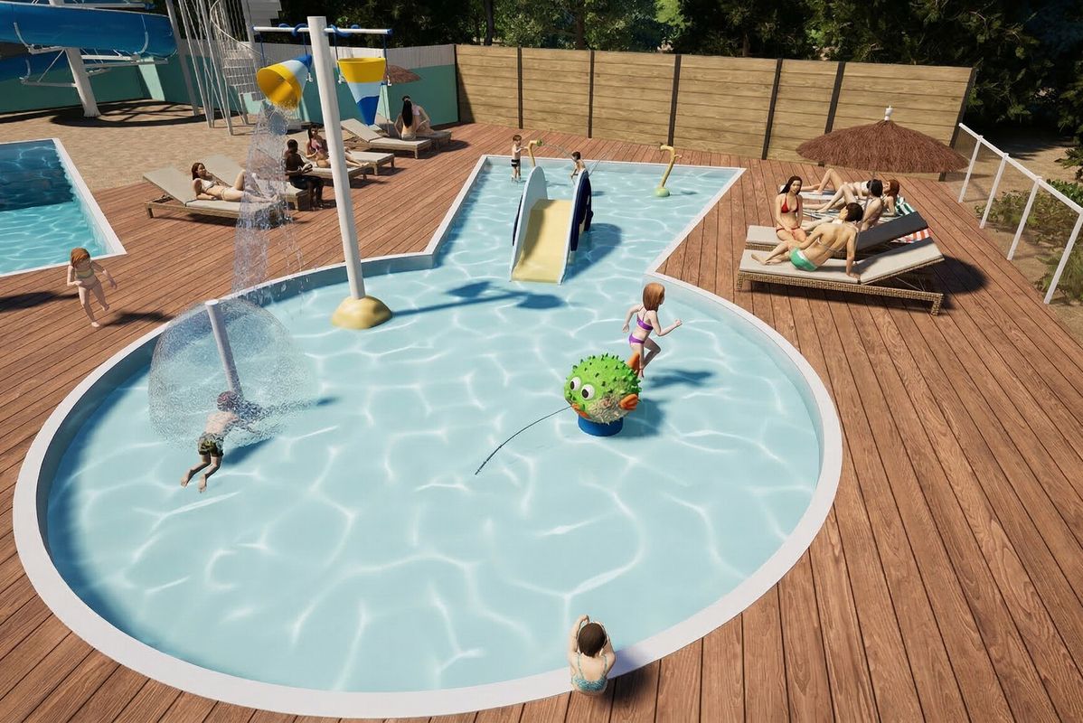 Nouveauté 2026 : la pataugeoire se transforme pour plus de divertissements ! (travaux soumis aux aléas et autorisations) - Camping La Pointe du Médoc, France, Gironde, Le Verdon-sur-Mer