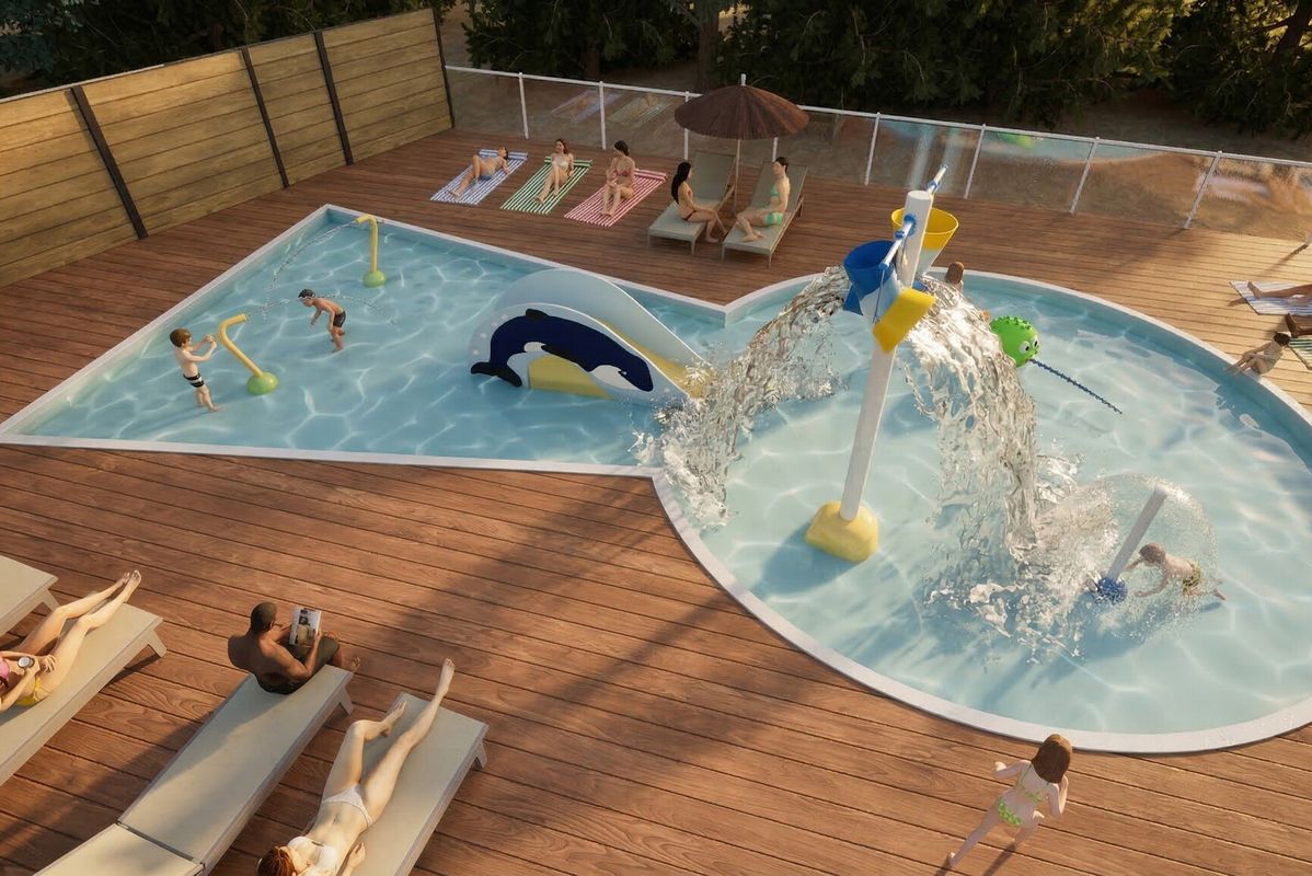 Nouveauté 2026 : la pataugeoire se transforme pour plus de divertissements ! (travaux soumis aux aléas et autorisations) - Camping La Pointe du Médoc, France, Gironde, Le Verdon-sur-Mer
